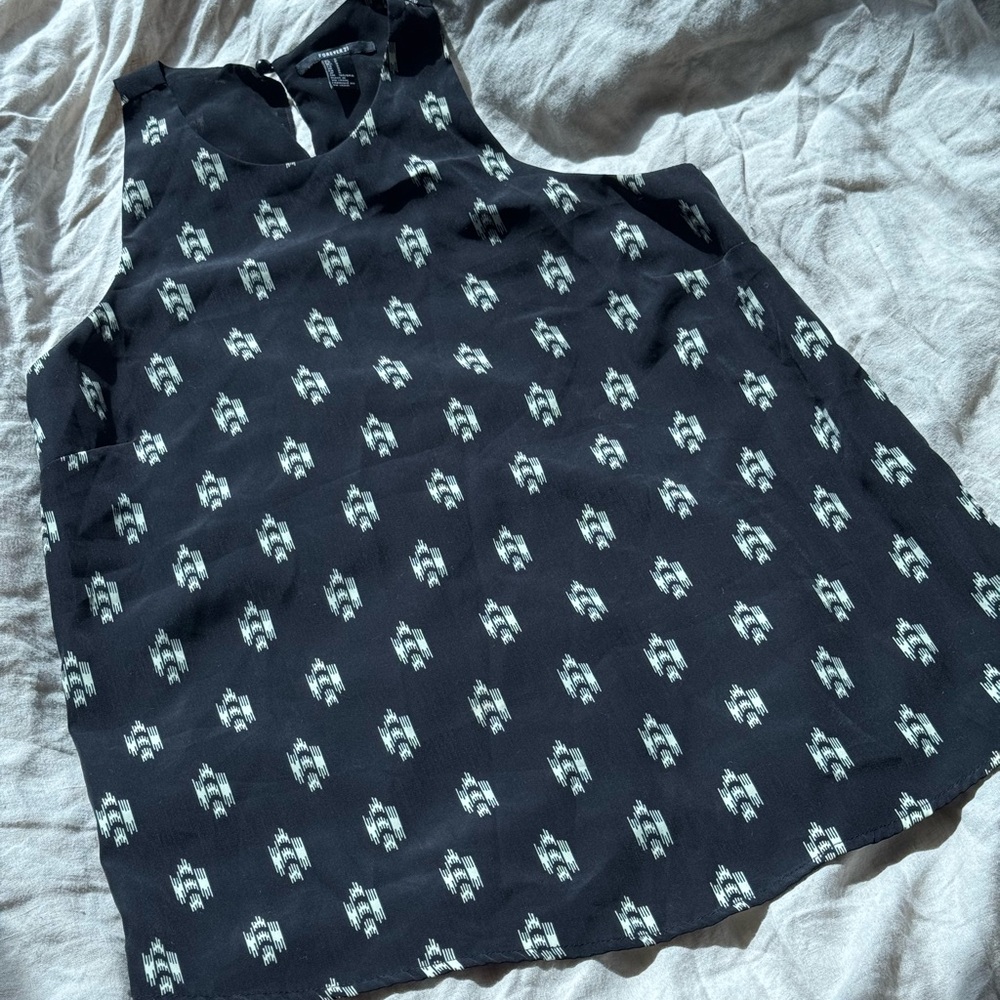 Black and White Racerback Blouse Forever 21